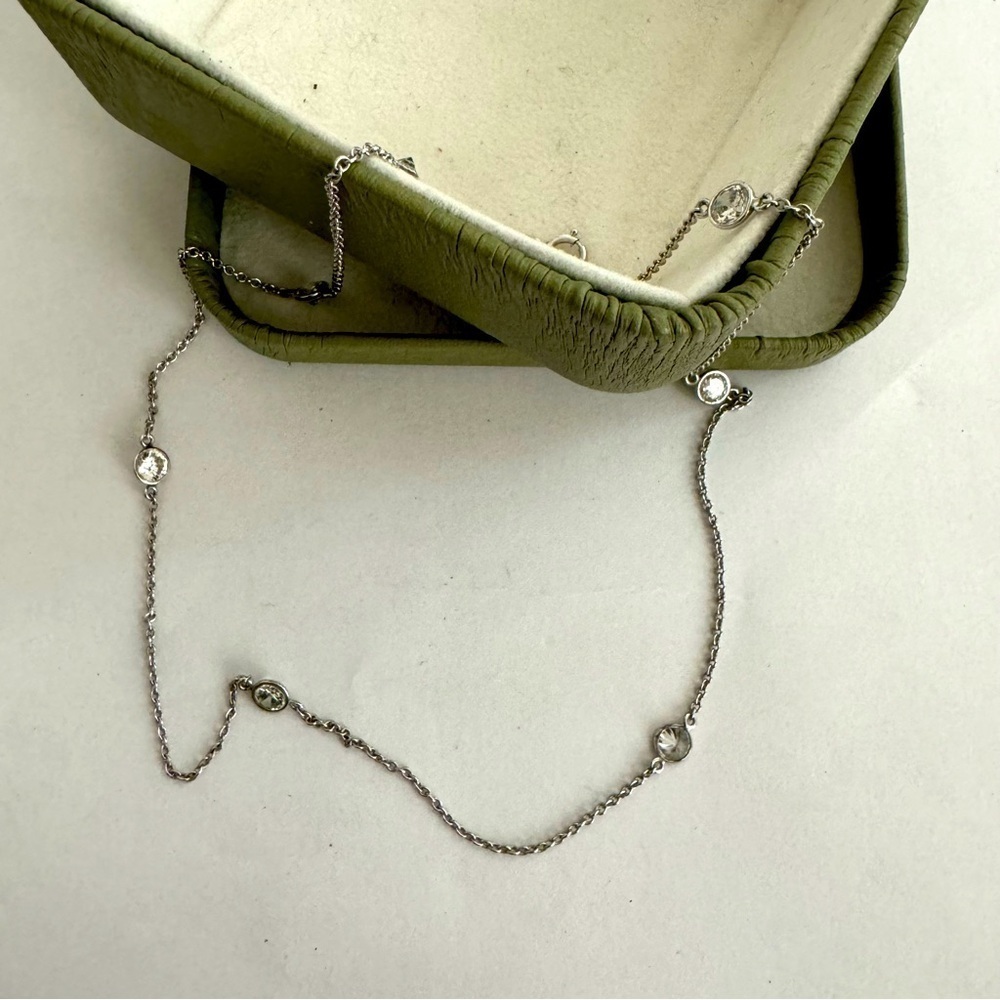 Vintage JCM 925 Sterling Silver CZ Gem Necklace